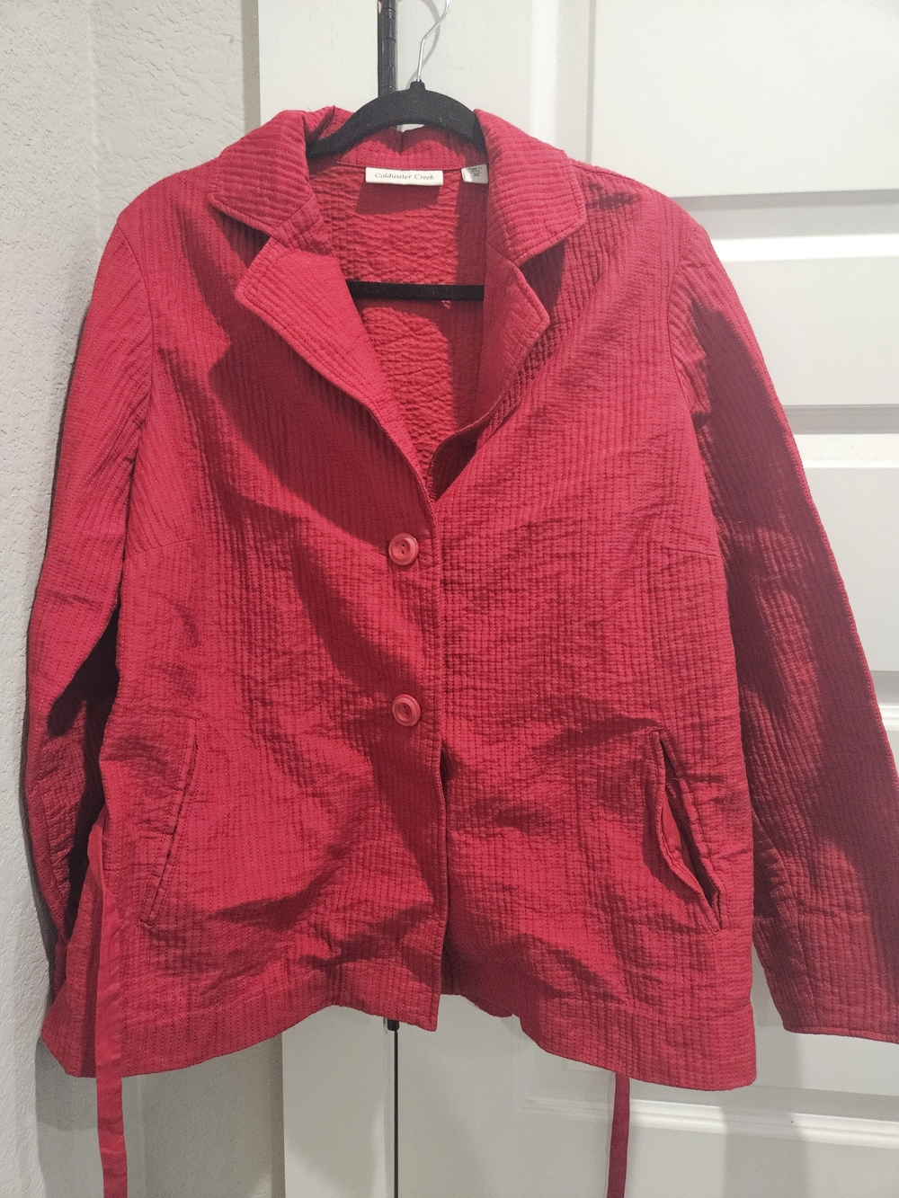 Coldwater Creek Bright Red Textured Button Jacket